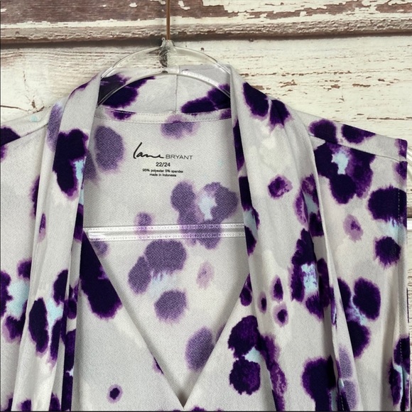 Lane Bryant lavendar cheetah drape blouse 22/24 - Picture 6 of 12